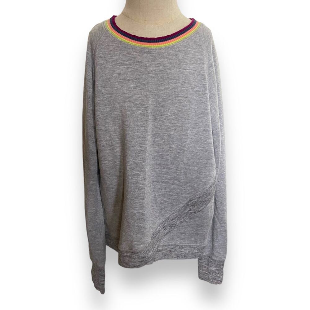 Athleta Girl Girls Top Sz S 7 Gray‎ Criss Cross Super Soft Modal Long Sleeve